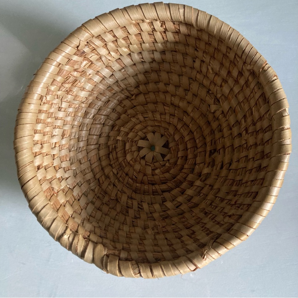 Woven Coiled Tan Natural Fiber Basket - Picture 2 of 5